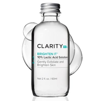 ClarityRx Brighten It 10% Lactic Acid Solution, Natural Plant-Based Exfoliating Face Treatment for Dark Spots, Discoloration &amp; Uneven Skin (2 fl oz)