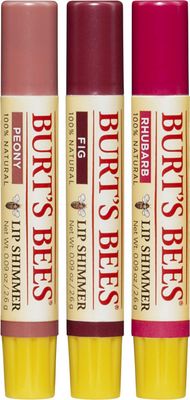 Burt's Bees Kissable Color Holiday Gift Set, 3 Lip Shimmers in Gift Box, Warm Collection in Peony, Fig &amp; Rhubarb