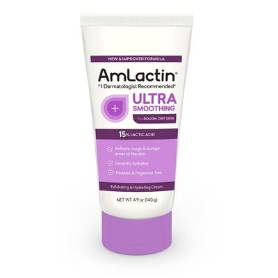 AmLactin Ultra Smoothing - 4.9 oz Body &amp; Hand Cream with 15% Lactic Acid - Exfoliator and Moisturizer for Rough and Bumpy Dry Skin (Packaging May Vary)