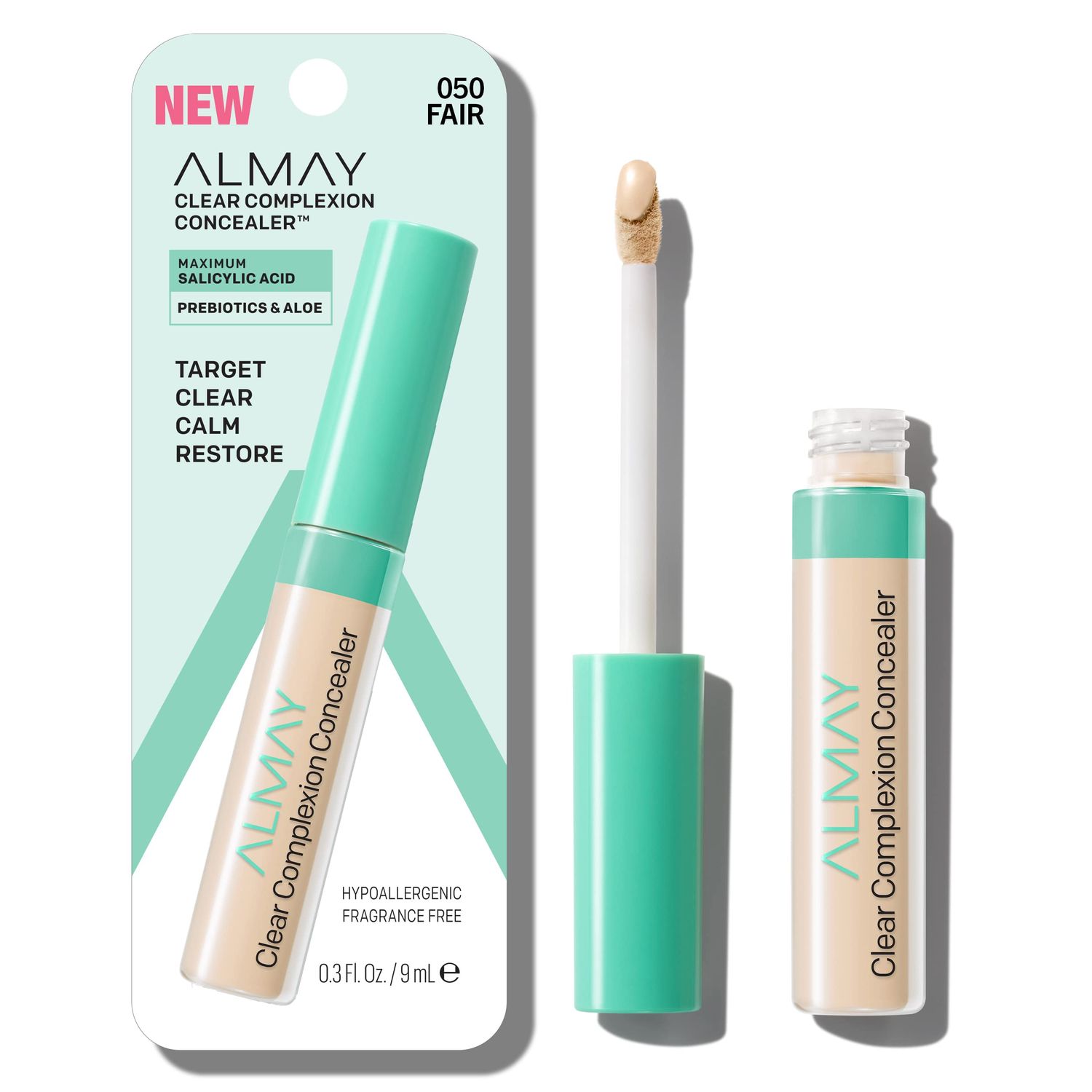 Almay Clear Complexion Acne &amp; Blemish Spot Treatment Concealer Makeup with Salicylic Acid- Lightweight, Full Coverage, Hypoallergenic, Fragrance-Free, for Sensitive Skin, 050 Fair, 0.3 fl oz.