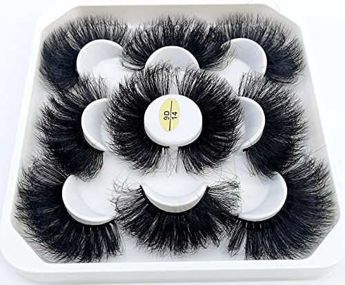 HBZGTLAD new 5 Pairs 25 mm 3d Mink Lashes Bulk Faux with Custom Pack Short Wholesales Natural False Eyelashes (9D-14)