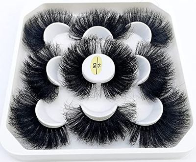 HBZGTLAD new 5 Pairs 25 mm 3d Mink Lashes Bulk Faux with Custom Pack Short Wholesales Natural False Eyelashes (9D-14)