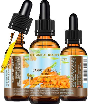 CARROT SEED OIL 100 % Natural Cold Pressed Carrier Oil. 0.33 Fl.oz.- 10 ml. Skin, Body, Hair and Lip Care. &quot;One of the best oils to rejuvenate and regenerate skin tissues. by Botanical Beauty