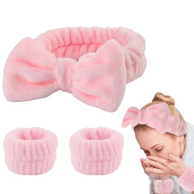 AEGYPIUS Face Wash Headband and Wristband Set, 3 Pcs Face Wash Headband for Washing Face, Headband And Wristband Set for Face Washing Headband Wristband Set Face Wash Spa Headband and Wristband Set