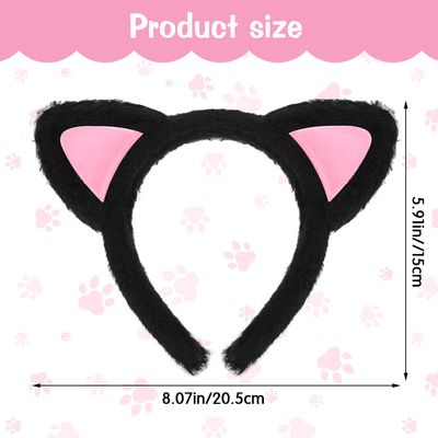 2Pcs Fuzzy Cat Ears Headband Soft Cat Ear Hairband Plush Hair Hoops Cute Makeup Headwear Washing Face Headbands for Girl Party Costume Daily Decorations Skincare Yoga Halloween Christmas Cosplay
