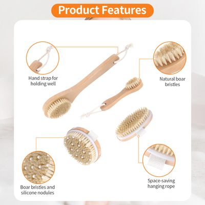 4 Pcs Dry Brush Set, Dry Brushing Body Brush for Lymphatic Drainage, Dry Brush for Body Lymphatic Drainage, Dry Body Brush, Body Dry Brush, Skin Brush for Dry Brushing, Dry Brushes
