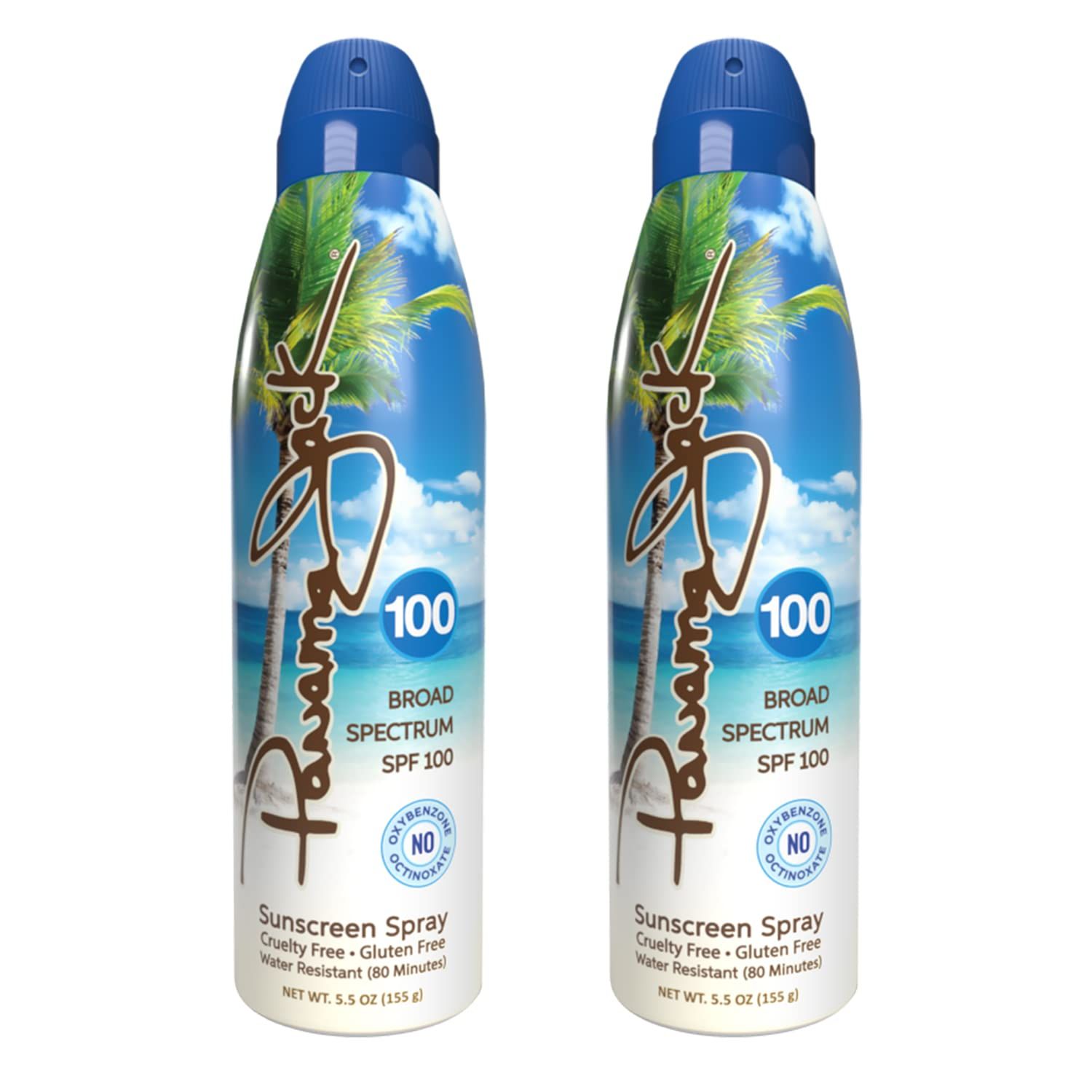 Continuous Spray Sunscreen - SPF 100, Broad Spectrum UVA/UVB Protection, PABA, Paraben, Gluten &amp; Cruelty Free, Water Resistant (80 Minutes), 5.5 OZ - Pack of 2