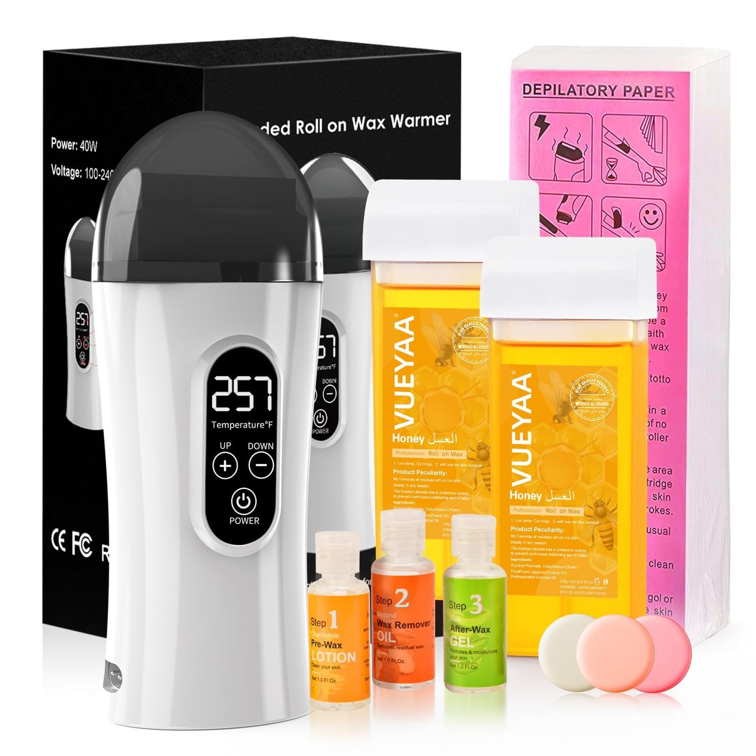 Digital Roll on Wax Kit, Wax Roller Kit for Hair Removal, Waxing Kit for Women, At Home Wax Kit for Larger Areas of the Body, Best Gifts for Women