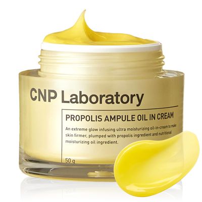 CNP Propolis Ampule Oil-in-Cream - Moisturizing Cream with Propolis Extract, 5 Oil Blend, Ceramide &amp; Hyaluronic Acid for Firm &amp; Radiant Skin, Gifts for Women, Korean Skin Care (1.76 fl. oz)