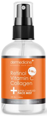 3 in 1 Super-Charged Anti-Aging Face Mist w/Retinol, Vitamin C + Collagen | Hydrates, Refreshes &amp; Brightens for a More Glowing Complexion | 4 fl oz, 120 ml