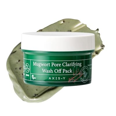 AXIS-Y Mugwort Pore Clarifying Wash-Off Pack with 61% Mugwort, Heartleaf &amp; Adzuki Beans | Clear Pores &amp; Gentle Exfoliation for Glowy Skin | Vegan &amp; Cruelty-Free Korean Skin Care | 100ml / 3.38 fl. oz.