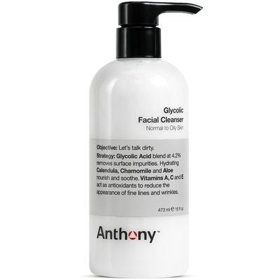 Anthony Glycolic Facial Cleanser for Men - Daily Cleansing Face Wash and Shave Prep - Hydrating, Exfoliating, and Gentle on Sensitive Skin - Non-foaming, 16 Fl Oz