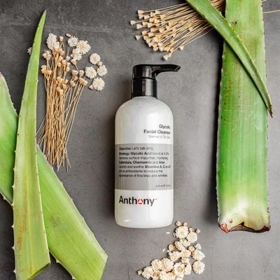Anthony Glycolic Facial Cleanser for Men - Daily Cleansing Face Wash and Shave Prep - Hydrating, Exfoliating, and Gentle on Sensitive Skin - Non-foaming, 16 Fl Oz