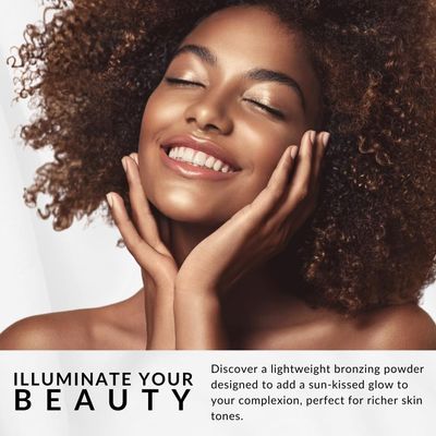 Bronzer by Flori Roberts, Sheer Finish Bronzing Powder Makeup for Women of Color or Deeper Skin Tones, Contours and Highlights for Sun Kissed Glow
