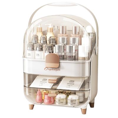 Elegxen Makeup and Skincare Organizer with Multiple Compartment - Stylish &amp; Portable Makeup Organizer Box - Perfect Skin Care Holder for Vanity, Desk, &amp; Bathroom - Ideal for Lipsticks, Brushes, &amp; More