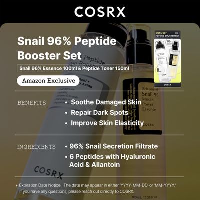 COSRX Snail Mucin 96% Peptide Booster Set - Amazon Exclusive - Korean Skin Care, Gift Sets, Skin Care Sets for Women, Advanced Snail Mucin Serum, Face Serum