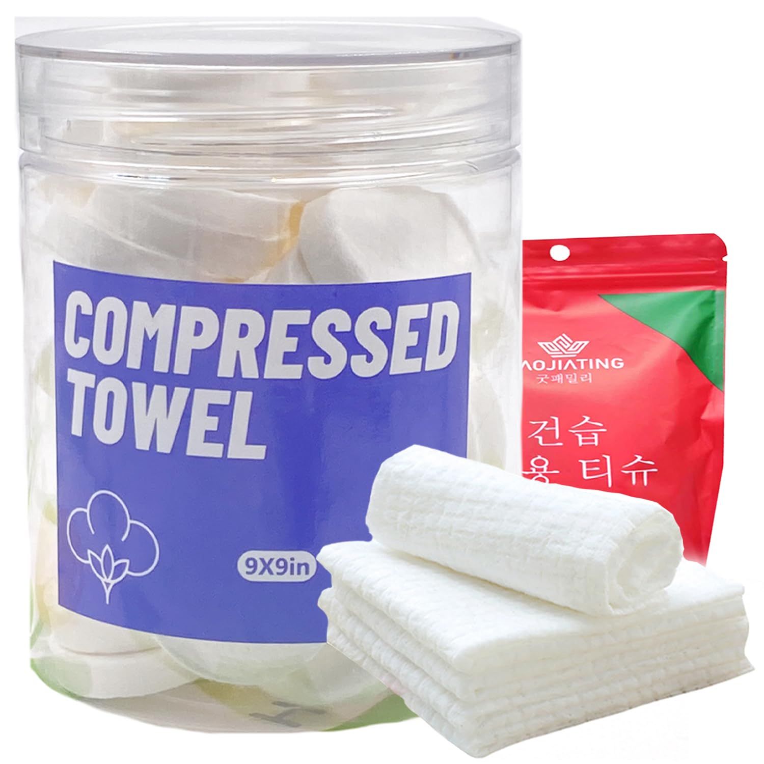 40PCS Compressed Towels, Disposable Face Compressed Towels, Soft Compressed Hand Wipe, Portable Compressed Coin Tissue for Travel/Home/Outdoor Activities9X9in