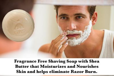 G.B.S All Natural Shave Soap Set for Men, Fragrance Free Shaving Soap with Shea Butter for Sensitive Skin (3 Pack)