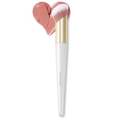 ENZO KEN Angled Foundation Brush for Liquid Makeup, Cream Contour Brush for Cream Makeup, Liquid Foundation Brush, Liquid Foundation Makeup Brushes for Liquid Foundation. (White, 161L)