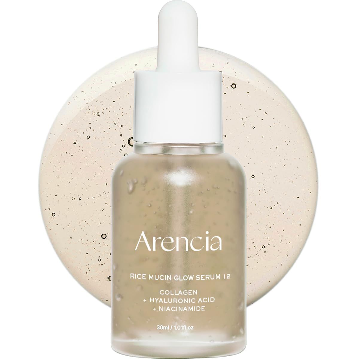 Arencia Rice Mucin Glow Serum, Collagen + Hyaluronic Acid &amp; Niacinamide, 1.01 fl oz
