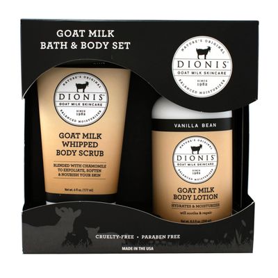 Dionis - Goat Milk Skincare Vanilla Bean Scented Sugar Scrub &amp; Lotion Set (6 oz and 8.5 oz) - Made in the USA - Cruelty-free and Paraben-free