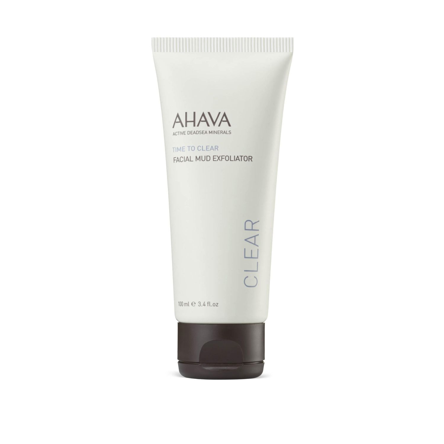 AHAVA Time To Clear Facial Mud Exfoliator - Gentle mud-based scrub to purify, exfoliate &amp; fresh the skin, unveils radiant, boosts skincare absorption, with Osmoter, Vitamin E &amp; Dead Sea Mud, 3.4 Fl.Oz