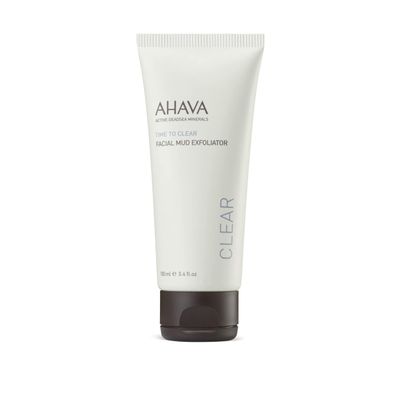 AHAVA Time To Clear Facial Mud Exfoliator - Gentle mud-based scrub to purify, exfoliate &amp; fresh the skin, unveils radiant, boosts skincare absorption, with Osmoter, Vitamin E &amp; Dead Sea Mud, 3.4 Fl.Oz