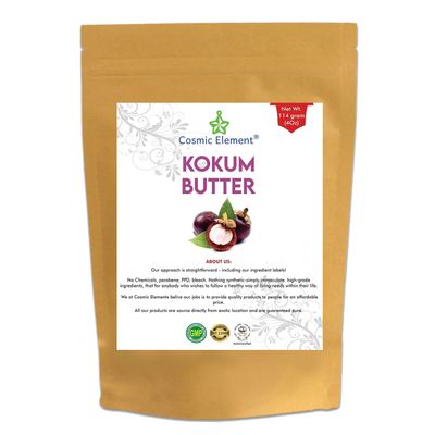 Cosmic Element Raw Organic Kokum Butter - Light, Firm Butter for Skin Care | Ideal for Making Soap, Lotion Bars, Lip Balm | Body Butter for Dry Skin - Scent-Free (4 Oz)
