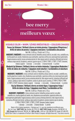 BURTS BEES Kissable Color Lip Shimmer Holiday Gift, 1 EA