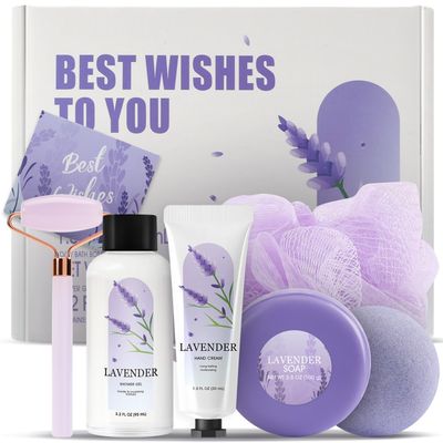 Gift Set for Women,Lavender Relaxing Bath and Body Gift Baskets for Women Self Care Gift Ideas Birthday Gifts for Women, Valentine&#39;s Day, Mothers Day, Christmas Gifts for Women