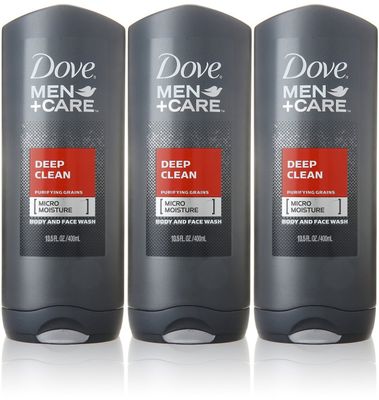 Dove Men+Care Body and Face Wash, Deep Clean, 13.5 Ounce (Pack of 3)