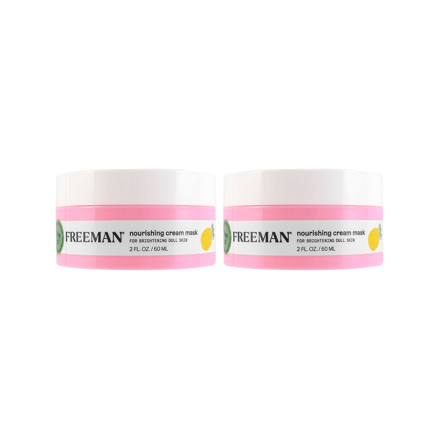 Freeman Nourishing Pineapple &amp; Hyaluronic Acid Cream Facial Mask, Hydrates &amp; Moisturizes Skin, Leave-On Treatment, Restore &amp; Plum Skin, Cruelty-Free &amp; Vegan, 2 fl.oz./ 60 ml Jar, 2 Count