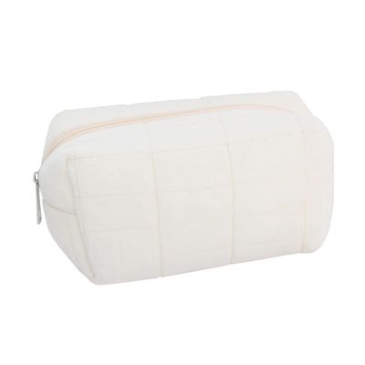 ccHuDE Plush Makeup Bag Cute Cosmetic Bag Solid Color Travel Toiletry Bag Small Skin Care Pouch Fuzzy Makeup Zipper Bag White