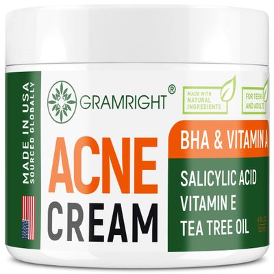 Acne Treatment Face Cream - Acne Spot Treatment for Face &amp; Acne Dots - Tea Tree Oil for Acne - Natural Cystic Acne Treatment -Made in USA- For All Skin Types - Acne Scar Cream &amp; Pimple Remover 4 fl.oz
