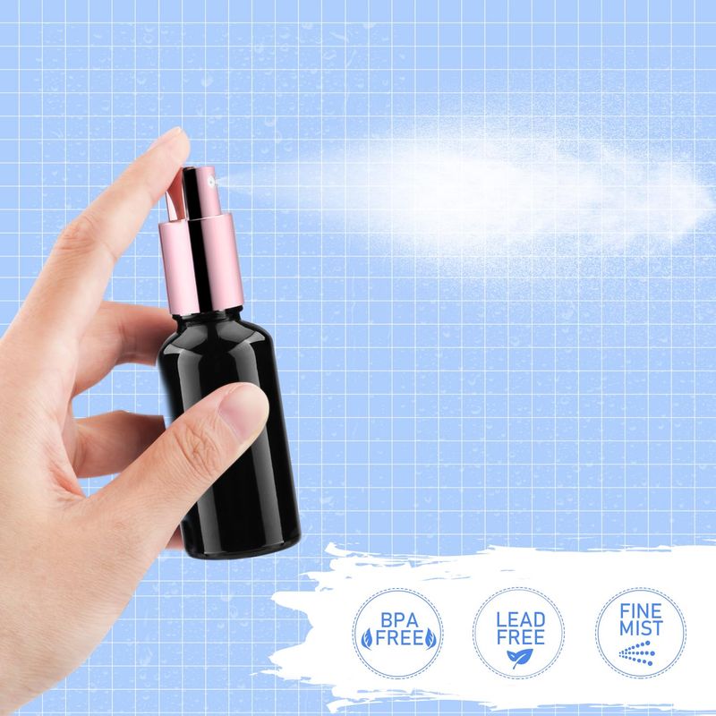 6 Pack Black Glass Spray Bottle Perfume Atomizer Bottle Empty Fine Mist Spray Bottles Travel Refillable Liquid Containers For Essential Oils Cleaning Solutions And Skin Care (30ml/1oz)