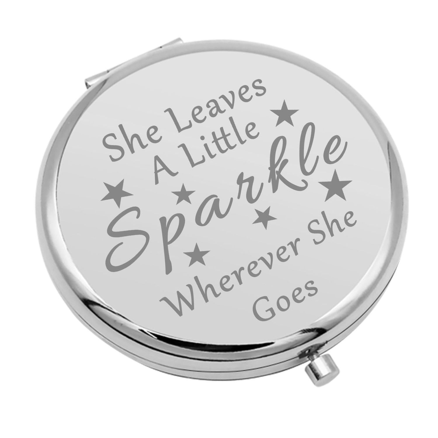 Encouragement Gift for Teen Girls Compact Makeup Mirror Sparkle Gift Graduation Gifts Inspirational Gifts Inspirational Quotes Gift Cheer Up Gifts Motivational Gifts Travel Makeup Mirror (Silver)