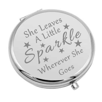 Encouragement Gift for Teen Girls Compact Makeup Mirror Sparkle Gift Graduation Gifts Inspirational Gifts Inspirational Quotes Gift Cheer Up Gifts Motivational Gifts Travel Makeup Mirror (Silver)