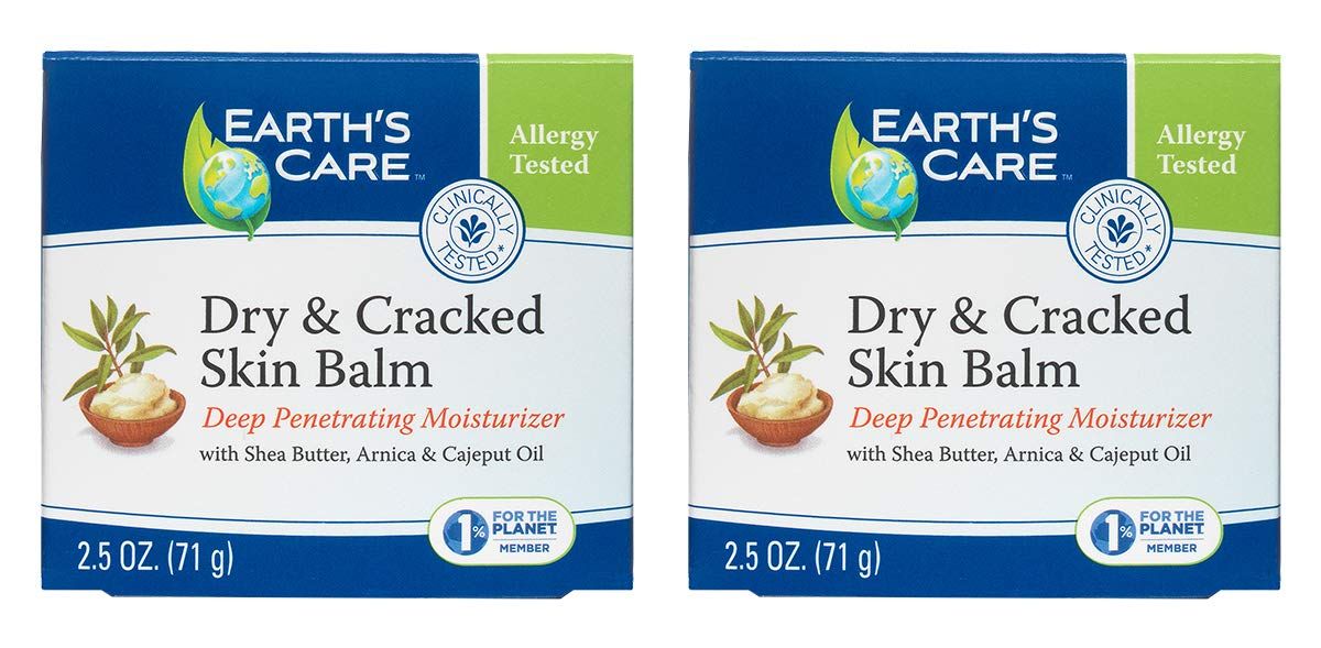 Earth&#39;s Care Dry and Cracked Skin Balm Moisturizer for Dry Skin - Cracked Hands Repair Cream - Foot Cream for Dry Heels 2.5 OZ. (2 Jars)
