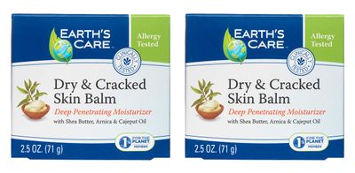 Earth&#39;s Care Dry and Cracked Skin Balm Moisturizer for Dry Skin - Cracked Hands Repair Cream - Foot Cream for Dry Heels 2.5 OZ. (2 Jars)
