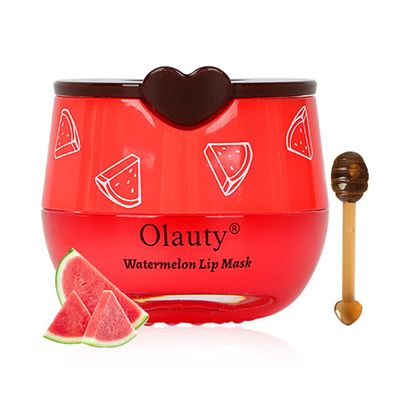1 PCS Bee Lip Balm Honey Pot, Moisturizing Watermelon Sleeping Lip Balm Lip Mask Overnight, Hydrate Lip Repair Prevent Dry and Cracked Lip Care, Nourishes the Lip Skin, Reduces Lip Lines