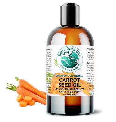 Bella Terra Oils - Organic Carrot Seed Oil 16 oz - Pure Organic Carrot Essence, Offering the Best of Vitamin C &amp; Omega Fatty Acids, The Beacon of Natural Skin Care