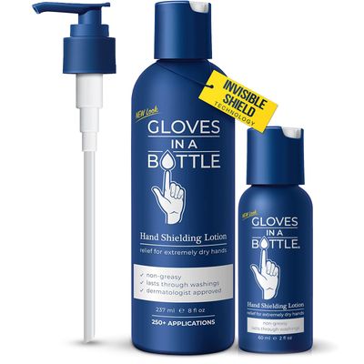 Gloves In A Bottle Shielding Lotion (One- 2 fl oz-60 ml &amp; One - 8 fl oz-240 ml) With Pump Great for Dry Itchy Skin! Grease-less and Fragrance Free!