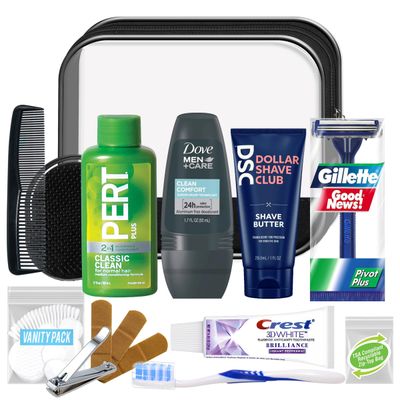 Convenience Kits International Mens Super Deluxe, 16-Piece Kit with Travel Size TSA Compliant Essentials in Reusable Zippered Toiletry Bag