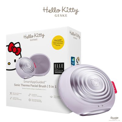 GESKE x Hello Kitty SmartAppGuided Sonic Thermo Facial Brush | 5 in 1 | Skin Cleansing | Cleansing Brush with Thermal Function | Facial Massager | Electric Facial Brush | Facial Cleansing Device