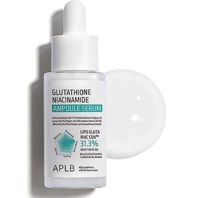 APLB Glutathione Niacinamide Ampoule Serum | LIPO GLUTA NIAC CEN 31.3% 1.35 FL.OZ/Korean Skincare, Long lasting moisturizing, Improve skin elasticity, Revitalize for gentle and improve skin texture