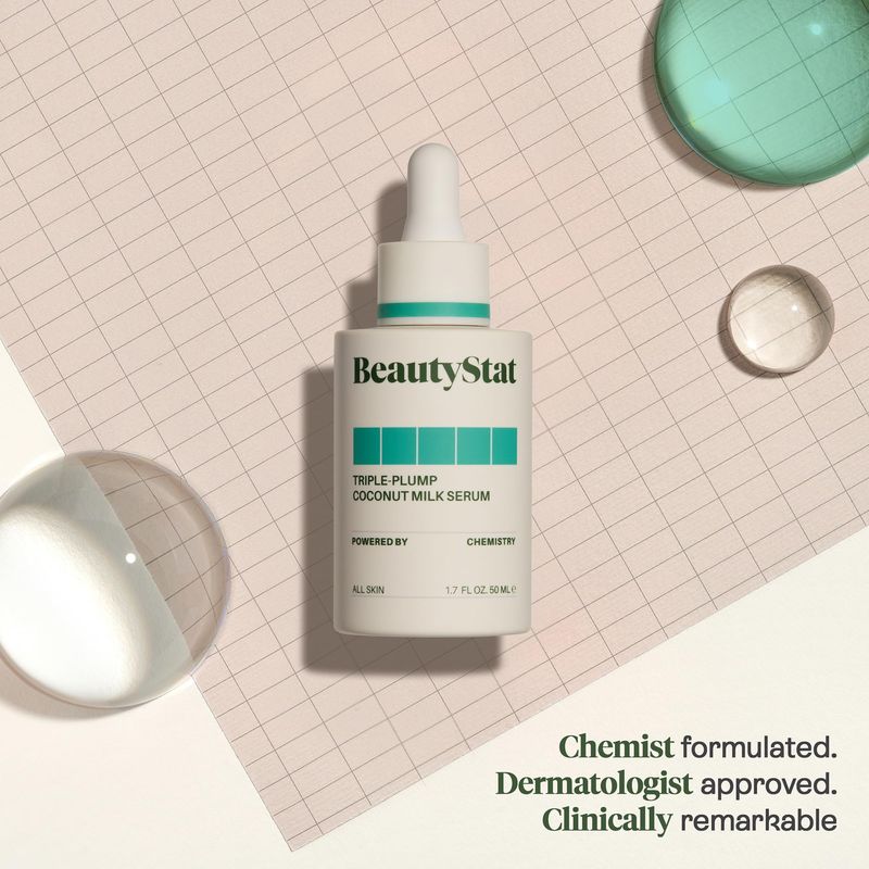 BeautyStat Triple-Plump Coconut Milk Serum - Moisturize, Plump, &amp; Revitalize with Hyaluronic Acid, Polyglutamic Acid, Microsilver, &amp; Coconut Complex (30 ml / 1 fl oz)