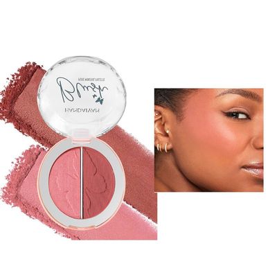 Easilydays Shimmer Dual Blush Blendable Trio Palette, Contour &amp; Highlight Blush Makeup Palette, Cream Silky Smooth Powder Blush, Shimmer Highlighter Makeup Powder, Hign Pigment Mineral Palette, 04#