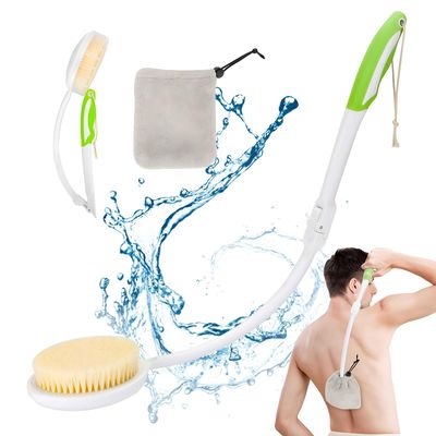 Foldable Back Brush Long Handle for Shower, 20.5 Foldable Back Bath Brush for Lotion Applicator Exfoliation and Improved Skin Health for Elderly with Limited Arm Movement, Disabled, Pregnant Women