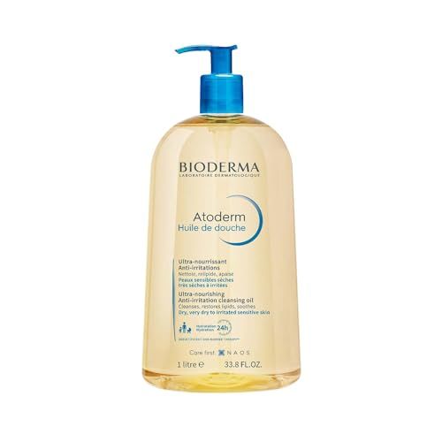 Bioderma Atoderm Shower Oil, Cleansing Oil For Face &amp; Body, Nourishing Cleansing Oil For Dry to Atopic Sensitive Skin For Softer &amp; Smooth Skin For Your Whole Family