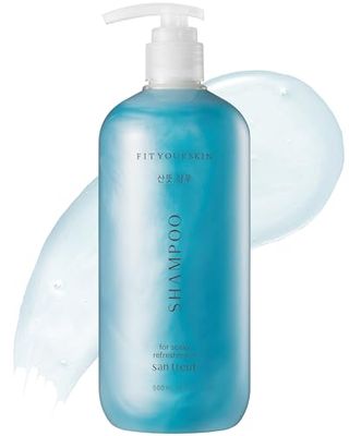 FIT YOUR SKIN SAN TTEUT Scalp Refreshment Hair Shampoo - pH 5.5 Keratin &amp; Protein Perfumed Shampoo for Hair Loss Relief, Cooling, Exfoliating - Mint &amp; White Musk Scent - Paraben Free - 17 fl.oz.